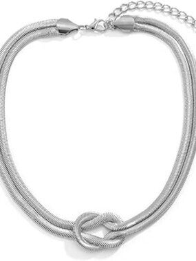 NEW Chunky Gold Knot Choker Necklace Adjustable Double Snake Silver Chain UNIQUE